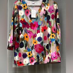 3/4 length sleeve blouse. Multi colored. New with tags
